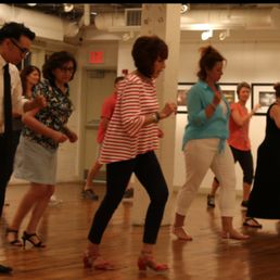 Learning a line dance at the Artfactory