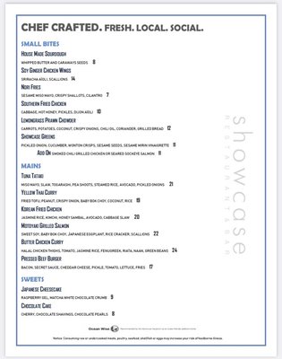 Menu photo 3 Showcase Restaurant & Bar Vancouver, BC Menu photo 3 Showcase Restaurant & Bar Vancouver, BC