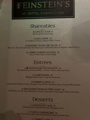 Menu photo 4 Feinstein's at Hotel Carmichael Carmel, IN Menu photo 4 Feinstein's at Hotel Carmichael Carmel, IN