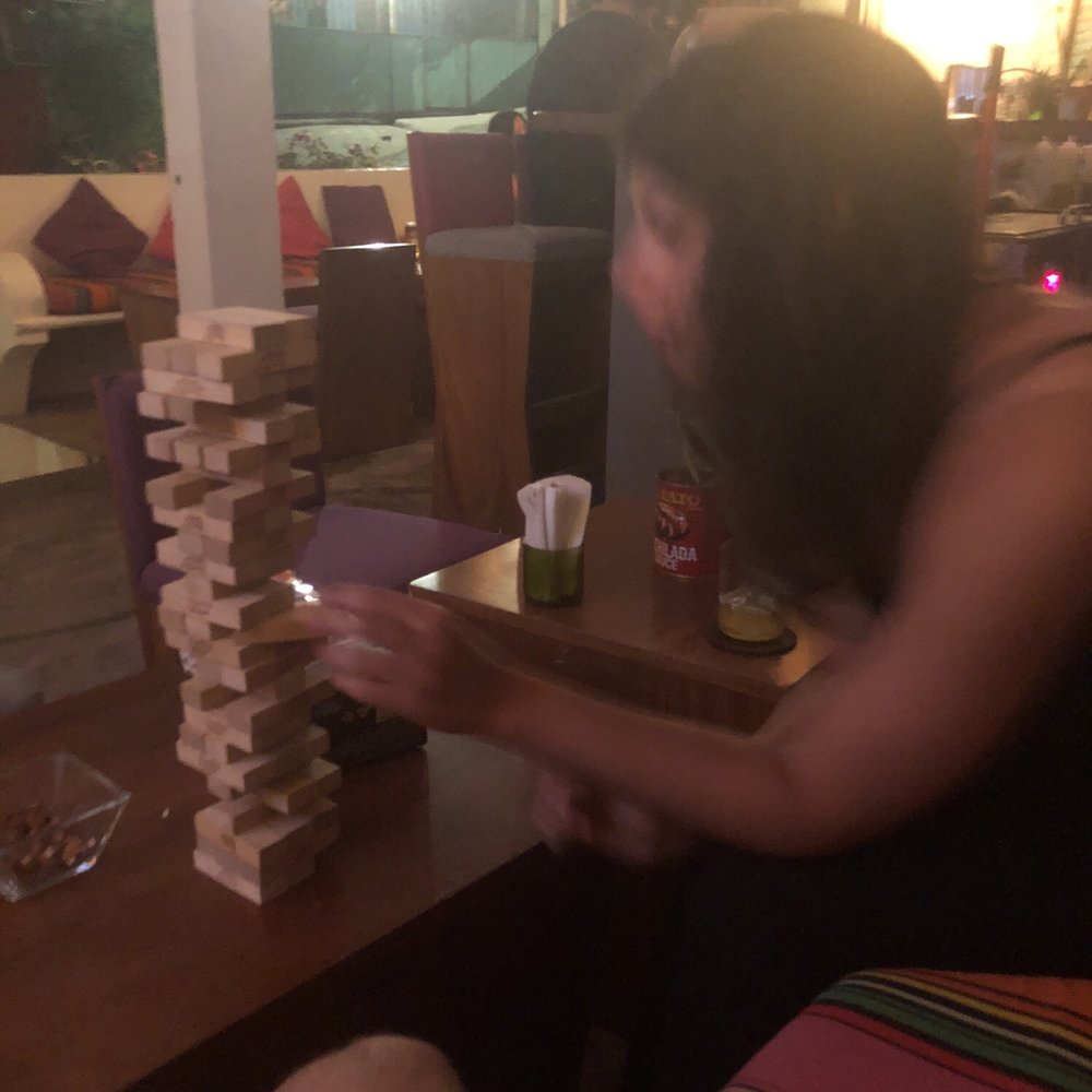 Liana playing Jenga Liana playing Jenga