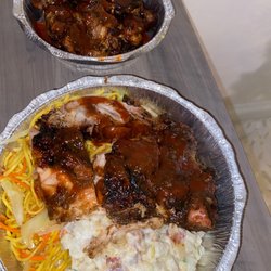 Avenue BBQ Hut - Jerk (bottom) / lamb (top)