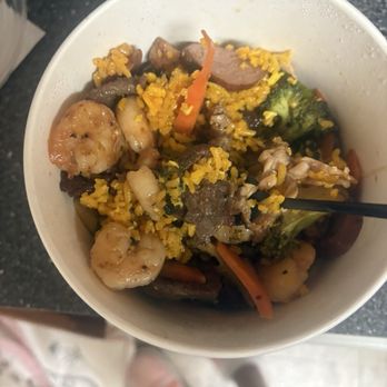 Yummy Bowl - Fried rice with chicken , beef , sausage,shrimp,broccoli ,cilantro and carrots with teriyaki sauce - Mongolian Near Me - Whitehall, Pennsylvania Yummy Bowl - Fried rice with chicken , beef , sausage,shrimp,broccoli ,cilantro and carrots with teriyaki sauce - Mongolian Near Me - Whitehall, Pennsylvania