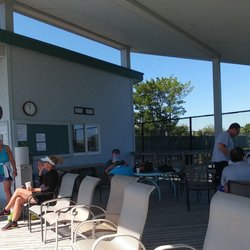 Loveladies Tennis Club - Conversation on the deck, our shack in the background.