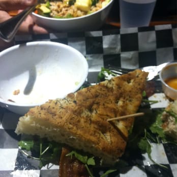 Bushfire Kitchen - Temecula - half of the bacon arugula with chicken and the Caesar salad was already gone! lol - Gluten-Free Near Me - Temecula, California Bushfire Kitchen - Temecula - half of the bacon arugula with chicken and the Caesar salad was already gone! lol - Gluten-Free Near Me - Temecula, California