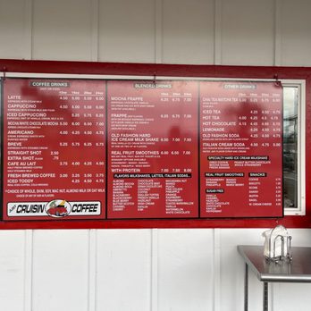 Just Cruisin Coffee - a menu on the wall - Coffee & Tea Near Me - Hilo, Hawaii Just Cruisin Coffee - a menu on the wall - Coffee & Tea Near Me - Hilo, Hawaii