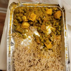 Mutter paneer with rice