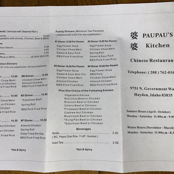 Paupau's Kitchen - 2024 menu - Chinese Near Me - Hayden, Idaho