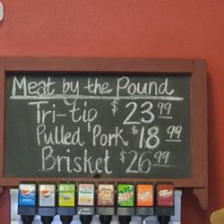 The Anvil BBQ - Meat by the Pound Menu board, 4/30/25.