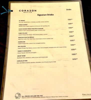 Menu photo 4 Corazon Beach Club Cabo San Lucas, BCS