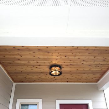 Helton Remodeling Services - Shiplap front patio ceiling and new light fixture installation. - General Contractors Near Me Helton Remodeling Services - Shiplap front patio ceiling and new light fixture installation. - General Contractors Near Me