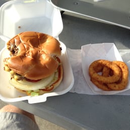 Double cheese burger is excellent, but don't bother with the onion rings. Double cheese burger is excellent, but don't bother with the onion rings.