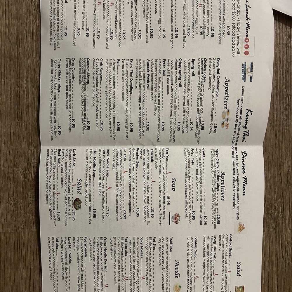 Krung Thai - Menu - Thai Near Me - Garden City, Idaho Krung Thai - Menu - Thai Near Me - Garden City, Idaho