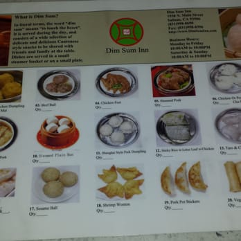 Dim Sum Inn - Dim sum menu side 1 - Dim Sum Near Me - Salinas, California