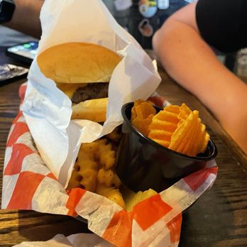 Jack Brown's Beer & Burger Joint - KDH - The Greg Brady with the chips on the side in case he didn't like them - Burgers Near Me - Kill Devil Hills, North Carolina Jack Brown's Beer & Burger Joint - KDH - The Greg Brady with the chips on the side in case he didn't like them - Burgers Near Me - Kill Devil Hills, North Carolina