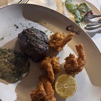 Clark’s Steakhouse - 8oz. filet mignon with 4 fried shrimp - Steakhouses Near Me - Atlanta, Georgia Clark’s Steakhouse - 8oz. filet mignon with 4 fried shrimp - Steakhouses Near Me - Atlanta, Georgia