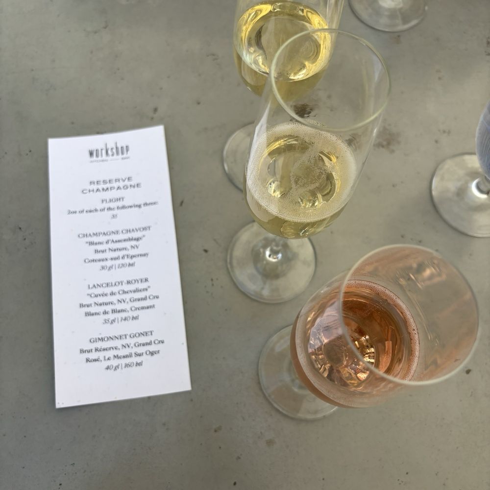 Workshop Kitchen & Bar - Champagne flight - New American Near Me - Palm Springs, California Workshop Kitchen & Bar - Champagne flight - New American Near Me - Palm Springs, California