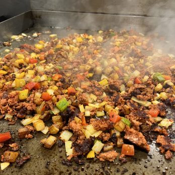 Aurora's Chorizo - Chorizo hash on the flat top - Meat Shops Near Me - Santa Ana, California Aurora's Chorizo - Chorizo hash on the flat top - Meat Shops Near Me - Santa Ana, California