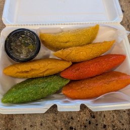 Gluten free corn empanadas. Beef, chicken, jalapeno, cheese... Gluten free corn empanadas. Beef, chicken, jalapeno, cheese...