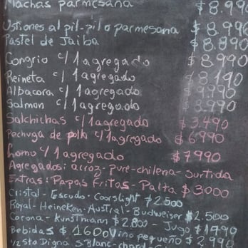 Restaurant Miramar - Specials board - Seafood Near Me - Quintay, VS Restaurant Miramar - Specials board - Seafood Near Me - Quintay, VS