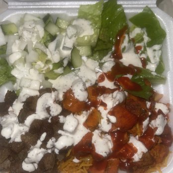 Gyro Hut - Lamb and Chicken Over Rice Platter - Mediterranean Near Me - Houston, Texas Gyro Hut - Lamb and Chicken Over Rice Platter - Mediterranean Near Me - Houston, Texas