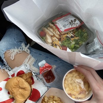 Chick-fil-A - Southwest salad with 2 kinds of dressing on side and crispy chicken on top. Mac & cheese  Chick-fil-A sandwich and fries - Chicken Shop Near Me - Clackamas, Oregon