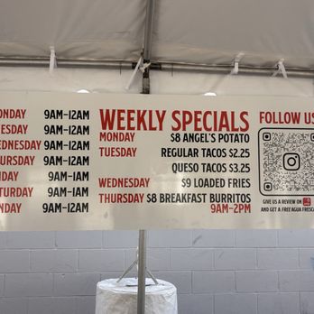 Angel's Tijuana Tacos - Weekly specials menu March 2026 - Tacos Near Me - Santa Ana, California