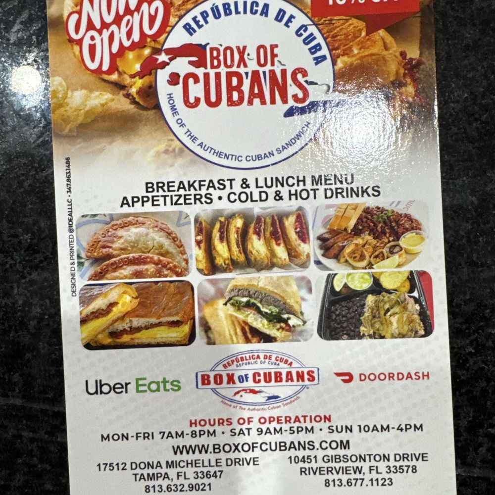 Box Of Cubans - Card - Cuban Near Me - Tampa, Florida Box Of Cubans - Card - Cuban Near Me - Tampa, Florida