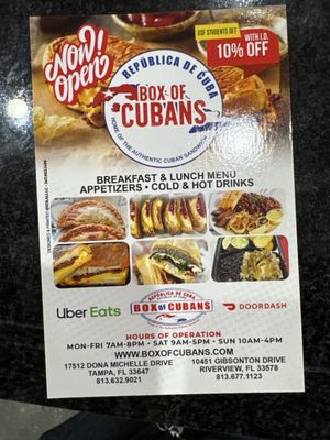 Menu photo 2 Box Of Cubans Tampa, FL Menu photo 2 Box Of Cubans Tampa, FL