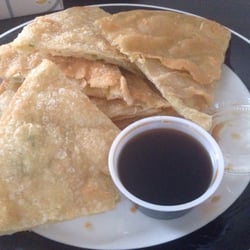 Double Dragon - Scallion pancakes - $3.95. Crispy, flaky and not greasy