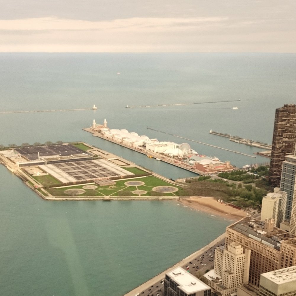 Navy Pier's Centennial Wheel - birds view from Hancock Tower / 360 degree observatory - Amusement Parks Near Me - Chicago, Illinois Navy Pier's Centennial Wheel - birds view from Hancock Tower / 360 degree observatory - Amusement Parks Near Me - Chicago, Illinois
