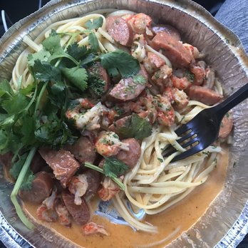 Nguyen's Kitchen - Crawfish Pasta. Meat was good , but not a lot of noodles. - Vietnamese Near Me - Orange, California