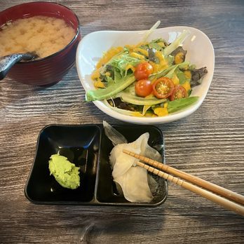 DOJO SUSHI - The miso soup and salad that comes with the bento box - Sushi Bars Near Me - Las Vegas, Nevada DOJO SUSHI - The miso soup and salad that comes with the bento box - Sushi Bars Near Me - Las Vegas, Nevada