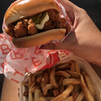 Bobwhite Counter - Spicy chicken sandwich and side of french fries - Southern Near Me - New York, New York Bobwhite Counter - Spicy chicken sandwich and side of french fries - Southern Near Me - New York, New York