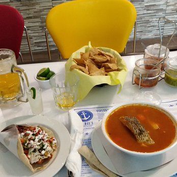 Cee Bee's - A snack of very delicious seafood soup and a fish taco - Seafood Near Me - Tijuana, BCN