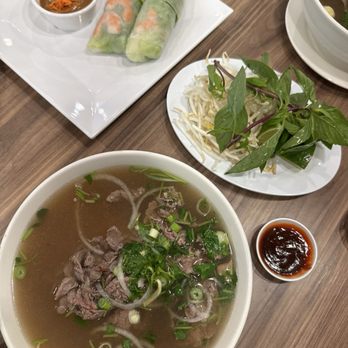 Pho 45 - Pho Tai and shrimp spring rolls - Noodles Near Me - Pico Rivera, California