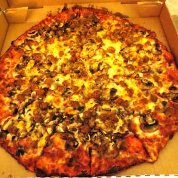 PizzaMan Dan's - The pizza - in all its glory - large extra cheese, Italian sausage, and mushroom. You can specific whether the mushrooms are cooked or not. - Pizza Near Me - Ventura, California