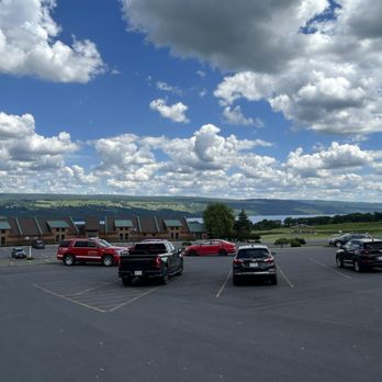 Glenora Wine Cellars - View of parking lot and lodge - Wineries Near Me - Dundee, New York Glenora Wine Cellars - View of parking lot and lodge - Wineries Near Me - Dundee, New York