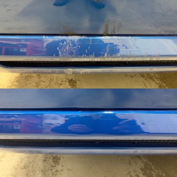 Mobile Bumper Lee - Top: Before Bottom: After (lighting is bad, the paint is perfectly matched across the whole bumper) - Mobile Dent Repair Near Me Mobile Bumper Lee - Top: Before Bottom: After (lighting is bad, the paint is perfectly matched across the whole bumper) - Mobile Dent Repair Near Me