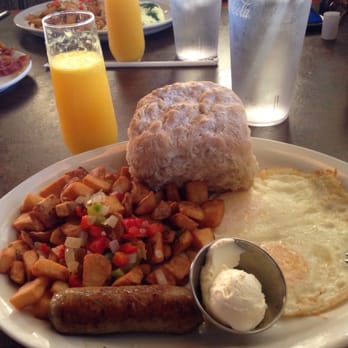 Haymaker Goodyear - Two egg breakfast: eggs over easy, country potatoes, sausage and a homemade biscuit. And a nice mimosa. - Bars Near Me - Goodyear, Arizona Haymaker Goodyear - Two egg breakfast: eggs over easy, country potatoes, sausage and a homemade biscuit. And a nice mimosa. - Bars Near Me - Goodyear, Arizona
