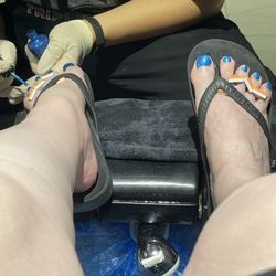 Blossom Nails & Spa - Pedicure and blue polish for the 4th of July!