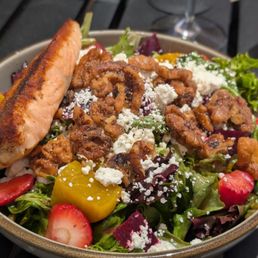 Goat cheese salad with salmon