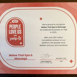 Malee Thai Spa & Massage - Thank you for your support on Yelp 2025