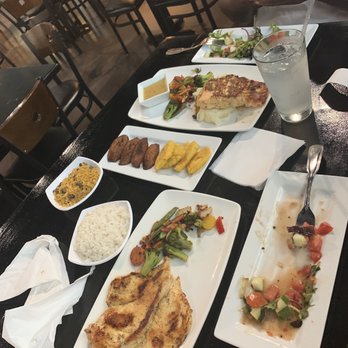 Zona Caribbean - Grilled chicken, Salmon, tostones, plantain, white rice, rice and peas, side salads - Caribbean Near Me - Norcross, Georgia