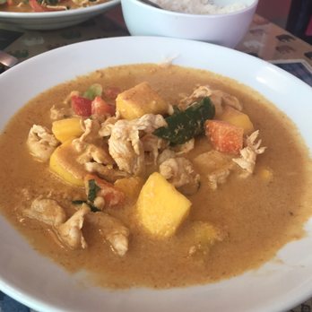 Sabai Sabai Thai Kitchen - Mango curry, and Sabai Sabai curry in the back. - Thai Near Me - Oceanside, California