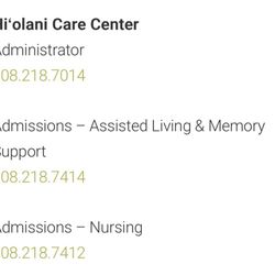 Hi'olani Care Center At Kahala Nui - As of January 2026