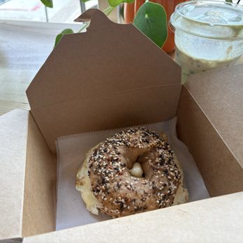 Wake And Bake Cafe - Bacon egg and cheese on an everything sourdough bagel - Coffee & Tea Near Me - Harrisburg, Pennsylvania Wake And Bake Cafe - Bacon egg and cheese on an everything sourdough bagel - Coffee & Tea Near Me - Harrisburg, Pennsylvania