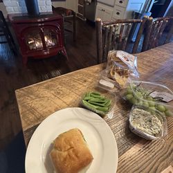 Primal Meat & Fish Market - Italian sandi, snap peas, chips w/artichoke dip and grapes. All very good and very affordable for the quality you get!