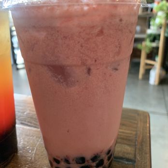 Hide Out Cafe - Strawberry Milk Tea w/ boba - Cafes Near Me - Rowland Heights, California