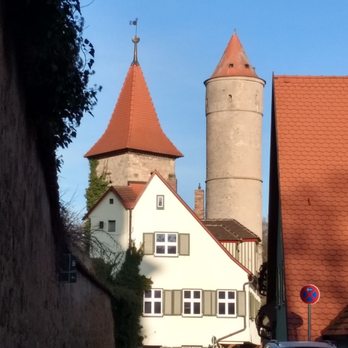 Stadt Dinkelsbühl - Tall Grünerturm (Green Tower) & Dreikönigsturm (Three Kings Tower) (foreground) - Local Flavor Near Me