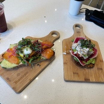 Toastique - Smoked Salmon Gourmet Toast (left), Avocado Smash Gourmet Toast (right) - Juice Bars & Smoothies Near Me - Washington, DC, District of Columbia